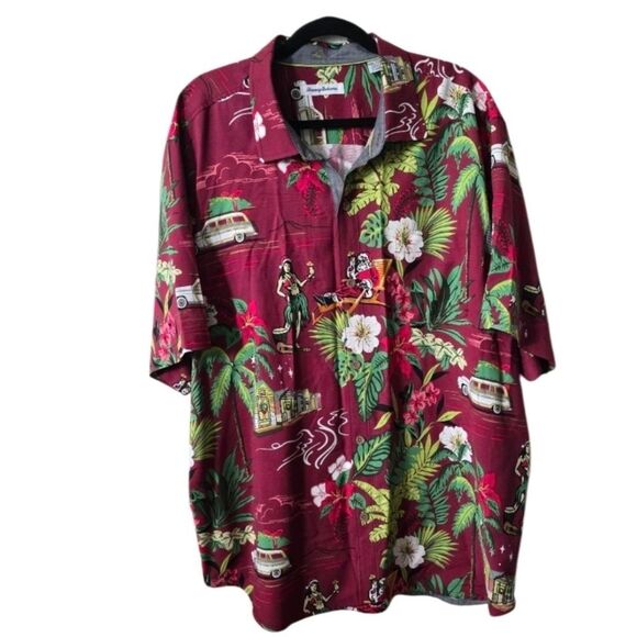 Tommy Bahama Shirt Mens Size XXL Hawaiian Christmas Silk Casual Button Up - Picture 1 of 6